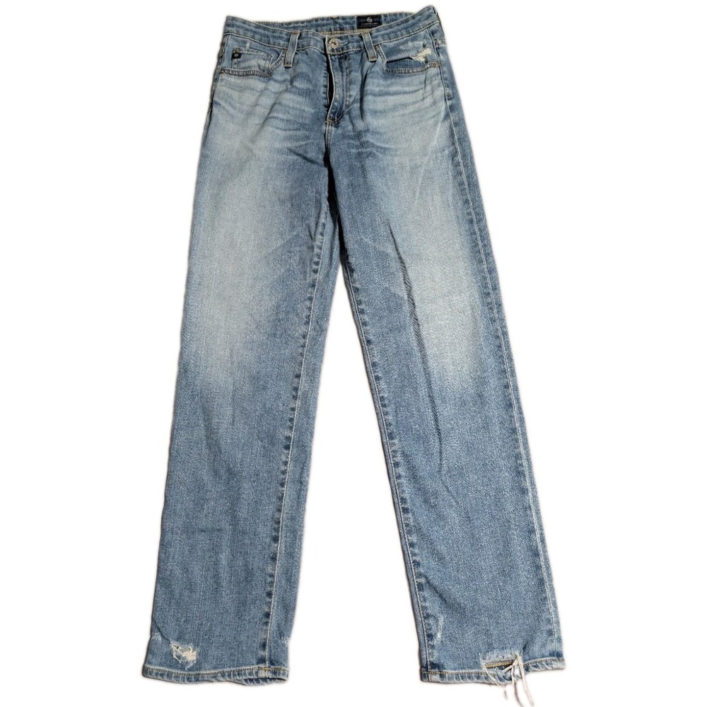 AG The Phoebe Jeans‎ Womens 27R Straight Leg Distressed Hem Light Wash